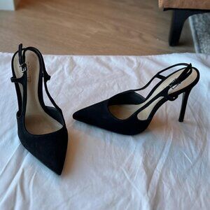 Schutz Boris Black Nubuck Slingback Pumps - Size 6